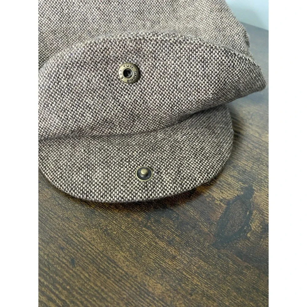 Patrick Francis Irish YOUTH L Flat Cap Brown Tweed Newsboy Hat Wool Blend